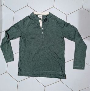 Billy Reid Green Striped Henley Size M